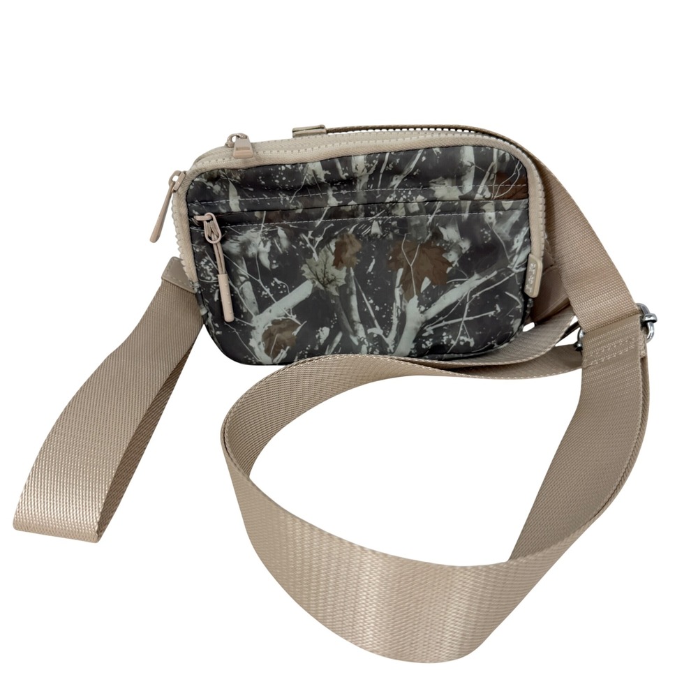 I&R Camouflage Crossbody Bag Small Green Tan Multi Zip Utility Bag